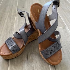Smokey blue wedge sandals
